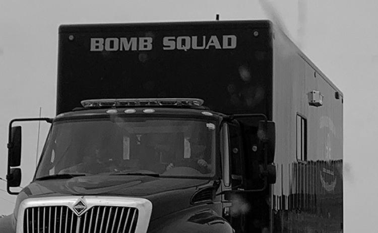The Bomb Squad en route to the scene on I-29 last week. Photo by Dijoun Bartley.
