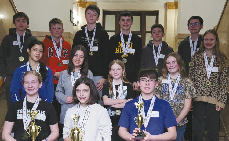 Area students who participated in the Pembina County Spelling Bee. Photo by Jamie Rarick