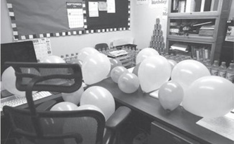The view from Mr. Babinski’s desk on Tuesday morning of last week. Photo by Lyle Van Camp.