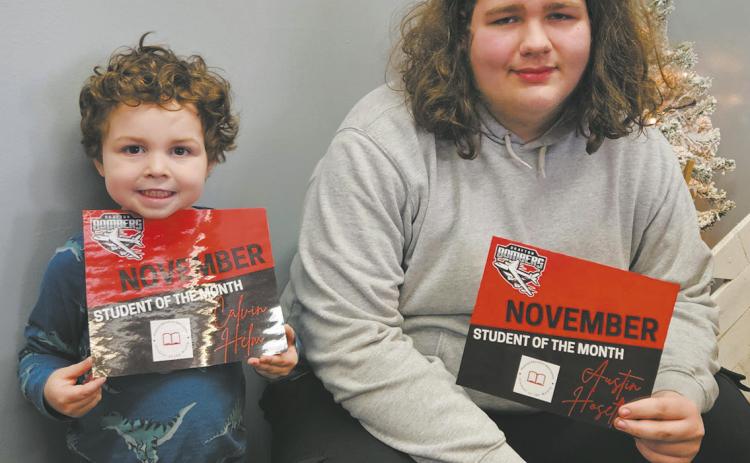 Calvin Helm and Austin Hoselton, November Students of the Month. Photo by Jamie Rarick