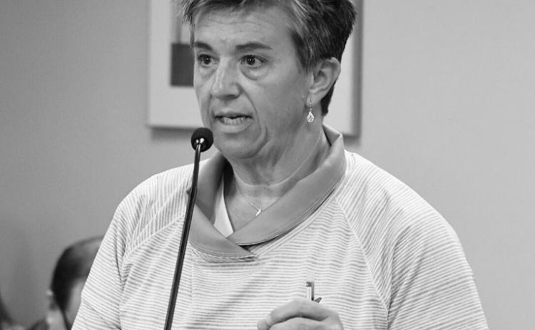 Shannon Faller, high school principal for Alexander Public Schools in northwest North Dakota, testifies at a hearing on new proposed rules for four-day school weeks on June 4, 2026 at the North Dakota Capitol. (Photo by Mary Steurer/North Dakota Monitor)