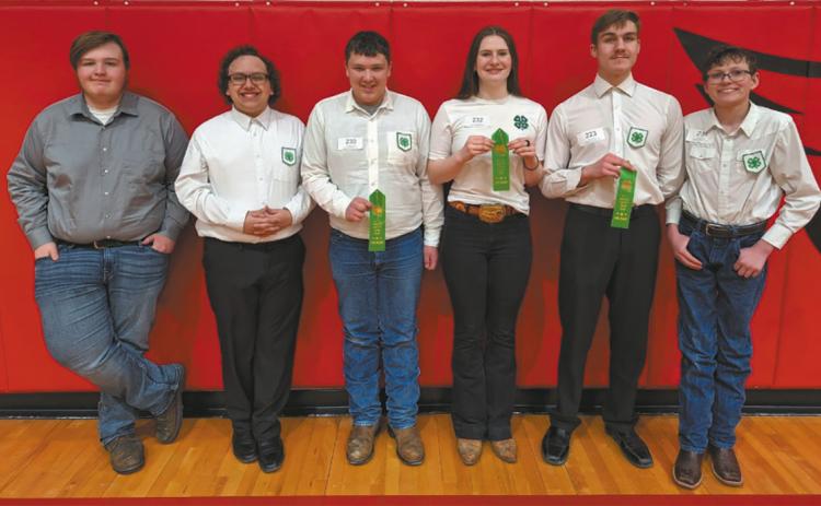 Agronomy senior team. L to R: Logan W., Pembina County, Henry Raymond P., Walsh County, Trent F., Mountrail County, Ingrid M., Walsh County, Leo L., LaMoure County, Dayne L., Mountrail County. Submitted photo
