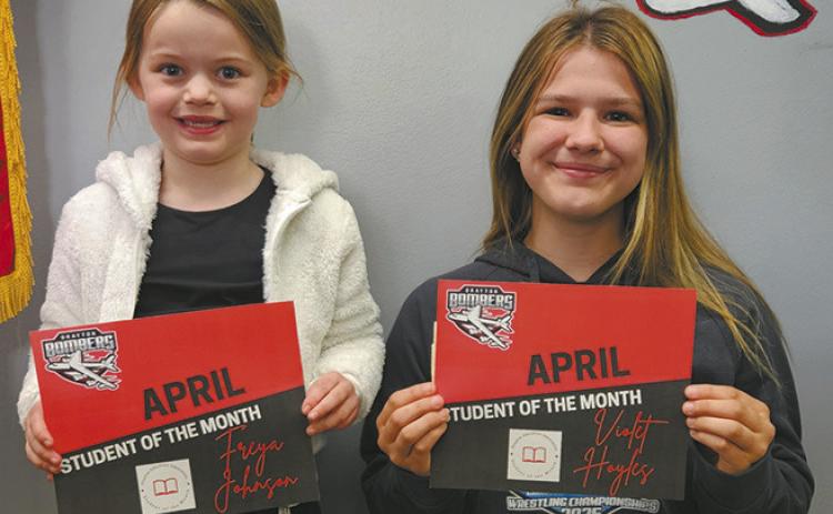 Freya Johnson and Violet Hoyles were named as April’s Students of the Month. Photo by Jamie Rarick