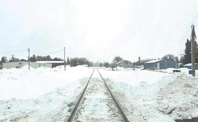 Looking down the line, facing south in downtown Drayton on Monday. Fog surrounded the city for most of the day with a Dense Fog Advisory in effect until early Tuesday morning. Photo by Sarah Hinnenkamp