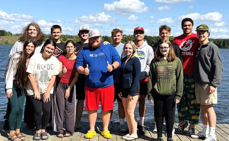 (Back Row) Austin Hoselton, Max Foss-Pokrzywinski, Braydon Klimple, Kyler Lizakowski, Trenten Keena, Carter Johnson, Mason Pollestad (Front Row) Mikala McCoy, Mrs. Sugden, Allisson Chavez, Mr. Riddle, Hope Patterson, Jasmine Denault. Submitted photo