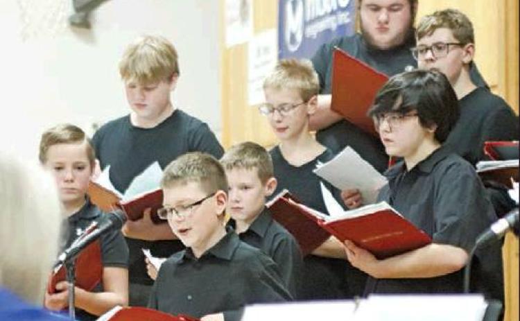 Concert choir performing Christmas to Me featuring Jonathan Knudson as a soloist during the winter concert last week. VNV Photo by Lesa Van Camp