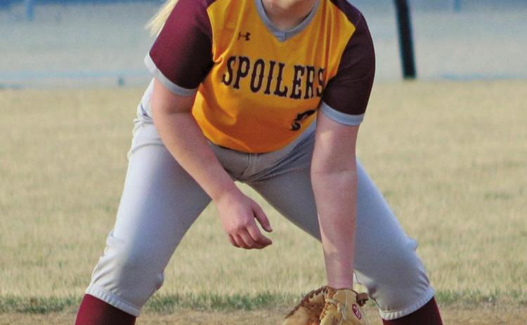 Hailey Berg gets ready to field a grounder. Photo submitted by Kerri Stegman Stats provided by Wayne Stegman