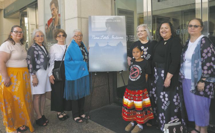 Members of the Charbonneau family pose outside of Walter Reade Theater with young family friend and first-time actress Juanita Selwyn of Yankton Sioux Tribe. Submitted photo