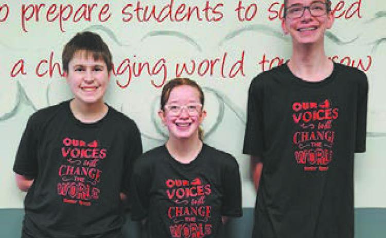 Loki Sylskar, Siobhan Kissee and Jonah Rarick represented DPS at state speech. Submitted photo