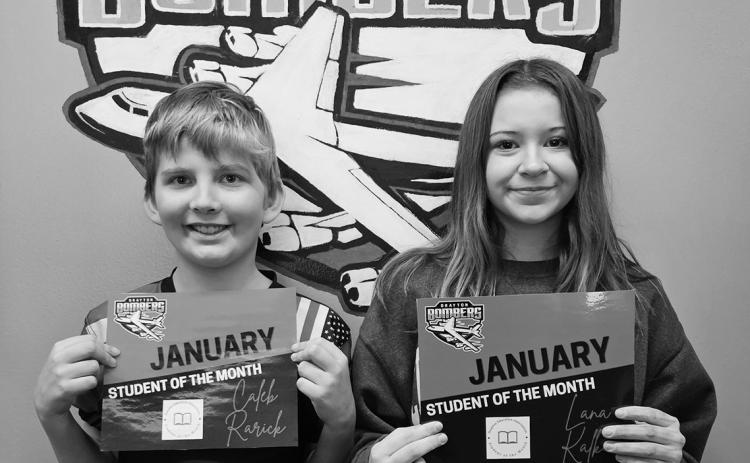 January Students of the Month Caleb Rarick and Lana Kalka were recognized for their hard work and kindness. Photo by Jamie Rarick