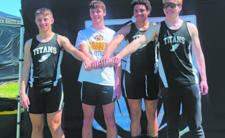 Boys State Qualifying 4X100 Relay (left to right) Carter Johnson, Brady Reilly, Mason Pollestad, Carter Oberg. Submitted photo