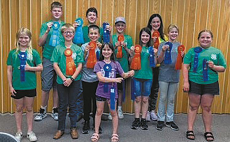 Front row (L-R): Sadie Halverson, Levi Norrell, Nathan Stegman, Olive Truver, Chloe Hunter, Stella Norrell, Lainy Shane; back row: Chaz Halverson, Chris Longtin, Spencer Berg, and Naomi Stegman.