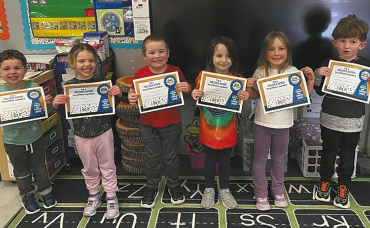 Pre-K authors show off their certificates. Submitted photo
