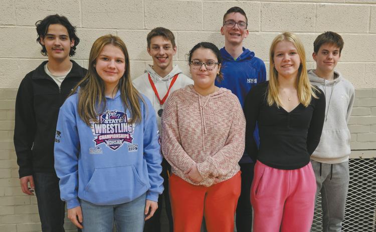 Pictured L to R: Lucas DeSouza, Violet Hoyles, Carter Johnson, Melissa DeSouza, Jonah Rarick, Alyssa Hoyles, Gavin Cole. Photo by Jamie Rarick