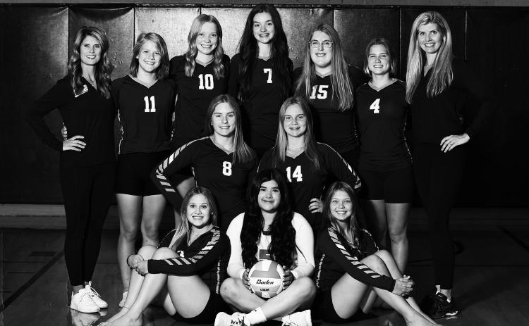 “Members of the 2022 Drayton Valley Edinburg Titans include front, from left, Claire Thompson, Emily Gonzalez and Brooke Gullickson. Row 2: Kiara Aasand and Aleah Pokrzywinski. Back: Assistant coach Sara Gullickson, Alyssa Hoyles, Easton Larson, Elizabeth Fedje, Isabella Douville, Greta Burrell and head coach Jodi Fedje”
